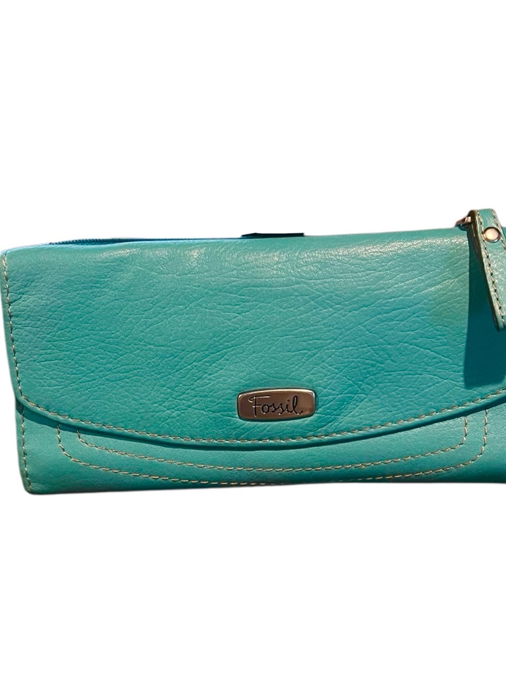 Fossil (2) Leather Turquoise organizer wallets. - Picture 2 of 6